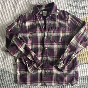 BDG Purple and Green Plaid Casual Shirt